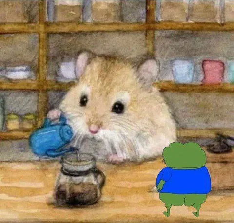 Хомяк заваривает чай для Пепе