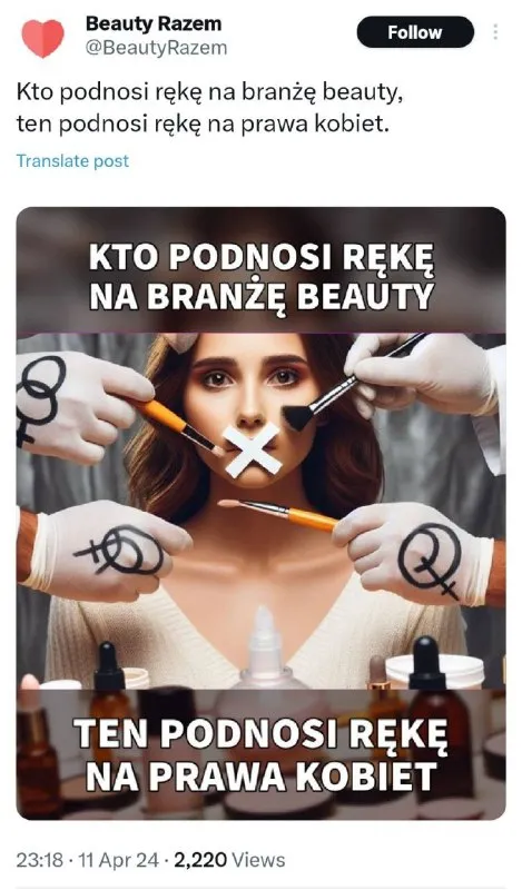 Ręka na branżę beauty
