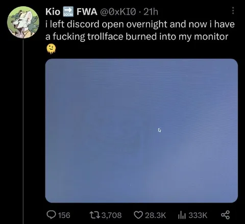 Trollface Burned Into Monitor