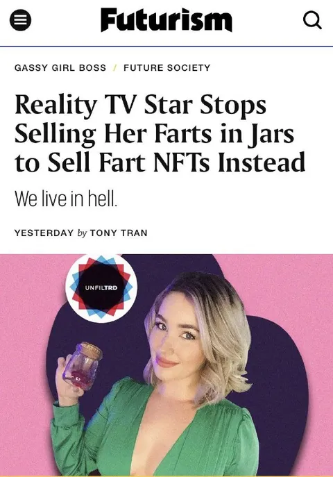 Reality TV Star Sells Fart NFTs