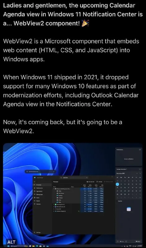 Windows 11 Calendar WebView2 Implosion