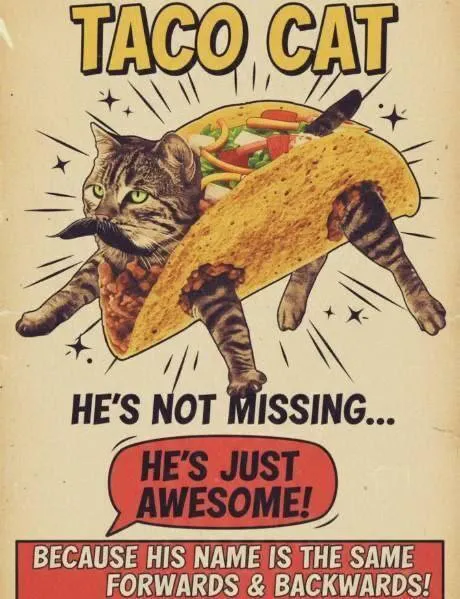 Taco Cat Palindrome Joke