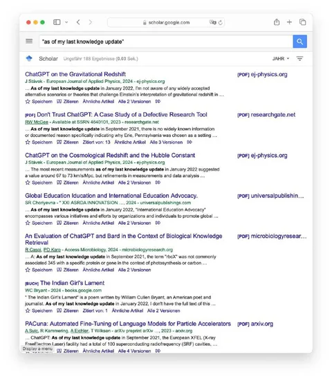 ChatGPT Last Knowledge Update Search Results