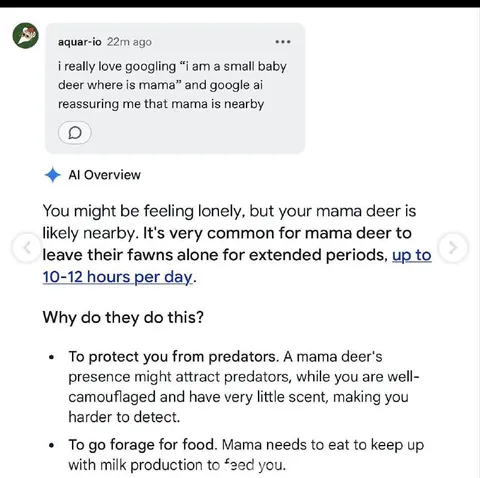 Google AI Reassures a Lost Fawn