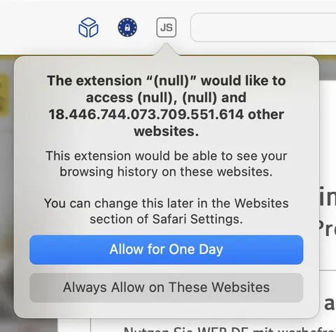 Extension Wants Access Everywhere