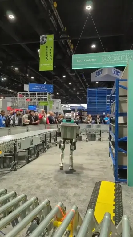 Robot Falls Carrying a Bin