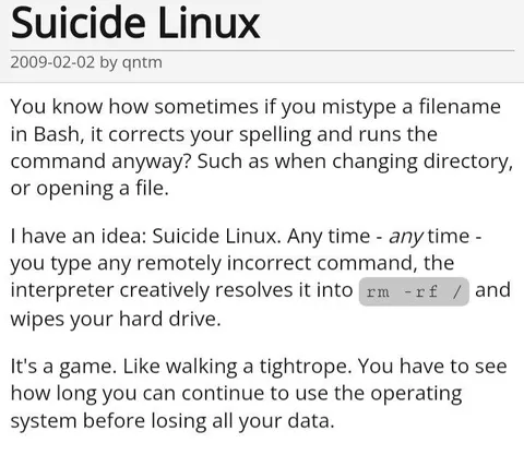 Suicide Linux Dangerous Typing Game