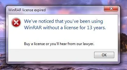 WinRAR License Expired
