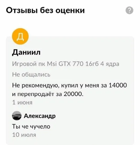 Отзывы без оценки и наценка