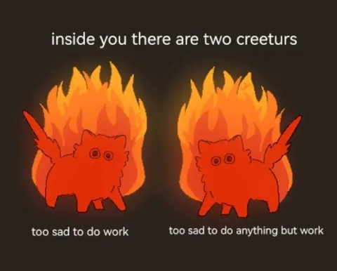 Two Sad Fire Cats