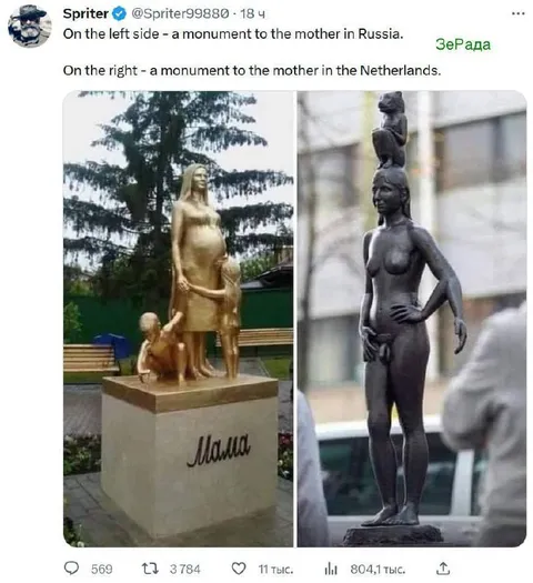 Mother Monuments in Russia and Netherlands