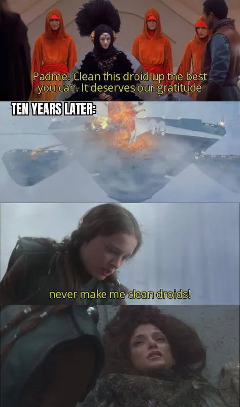 Padme Cleans Droids Ten Years Later