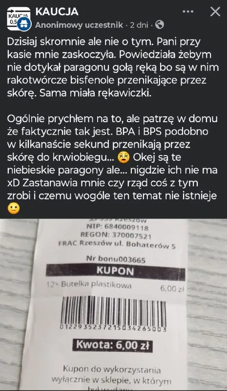 Rakotwórczy paragon i kupon