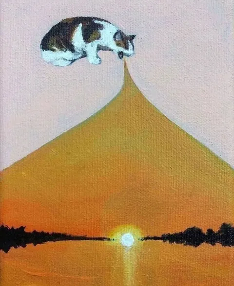 Кот на вершине заката