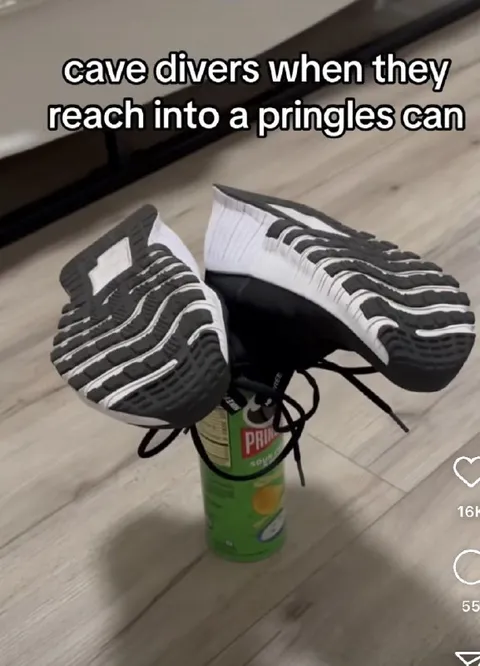 Cave Divers Reach Pringles Can