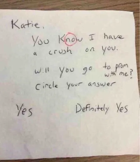 Definitely Yes Prom Note