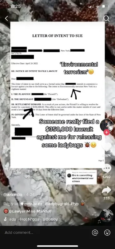 $350,000 Ladybug Lawsuit