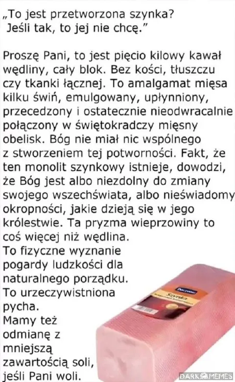Świętokradczy mięsny obelisk