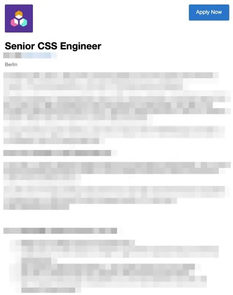 Senior CSS Engineer Job Listing