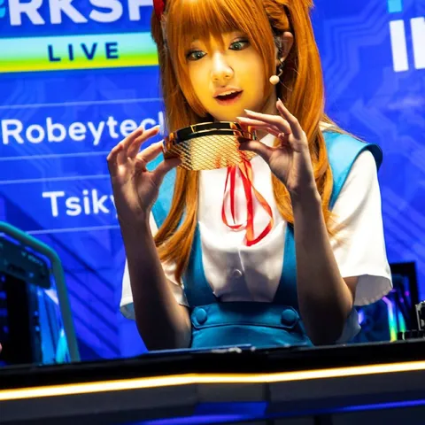 Robot Girl Tasting a Chip