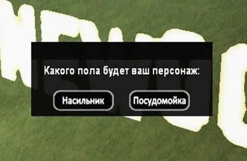 Пол персонажа: насильник или посудомойка