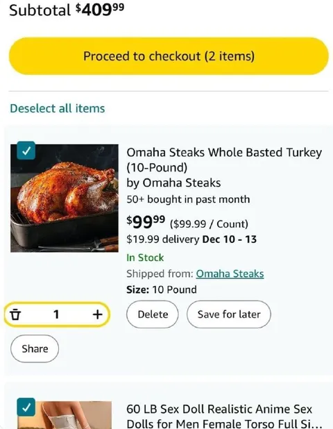 Turkey and Sex Doll Checkout