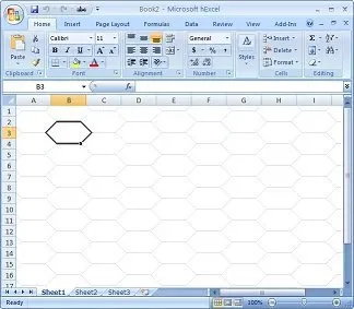 Пустой Excel с шестиугольником