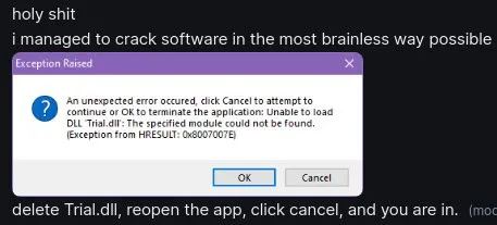 Crack Software Error Trick