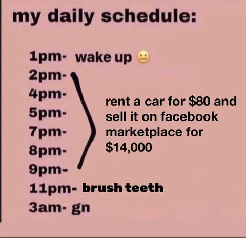 Daily Schedule Car Flipping