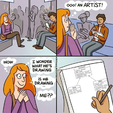 She Thinks He Is Drawing Her