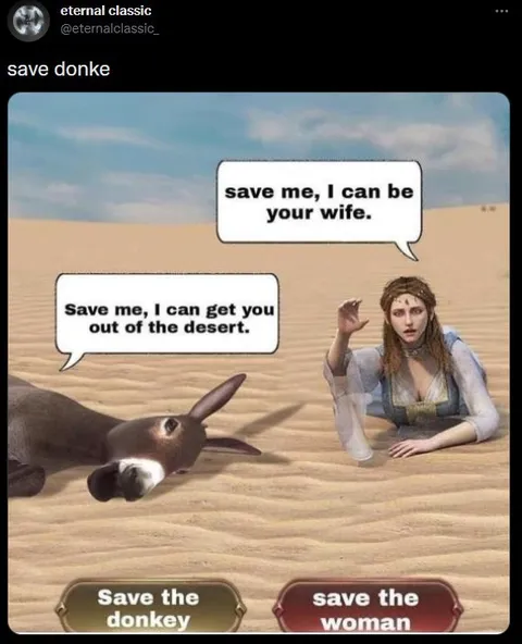 Save the Donkey or Woman