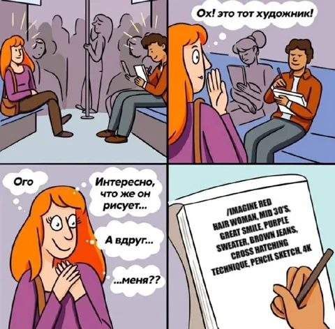 Художник рисует девушку в метро