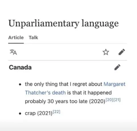 Unparliamentary Language Wikipedia Edit