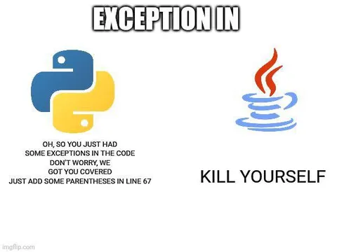 Python Java Exception Meme