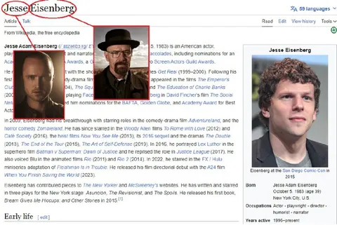Jesse Eisenberg Wikipedia Mix-Up