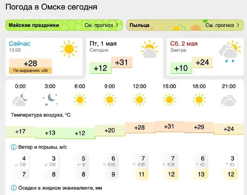 Погода в Омске сегодня
