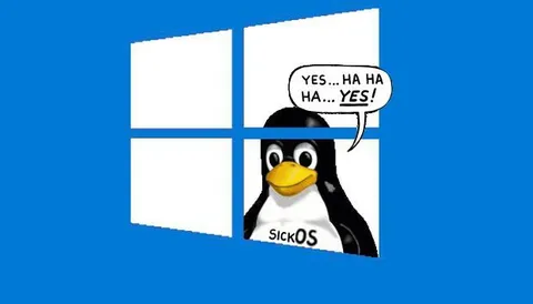 Tux Laughing Through Windows