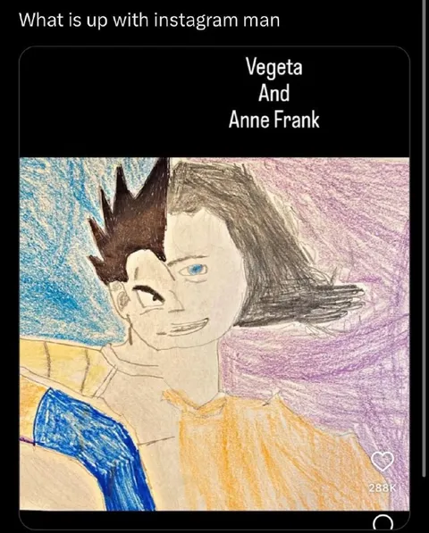 Vegeta and Anne Frank Drawing