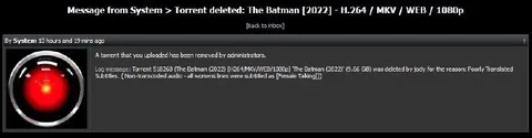 Torrent Deleted by HAL 9000