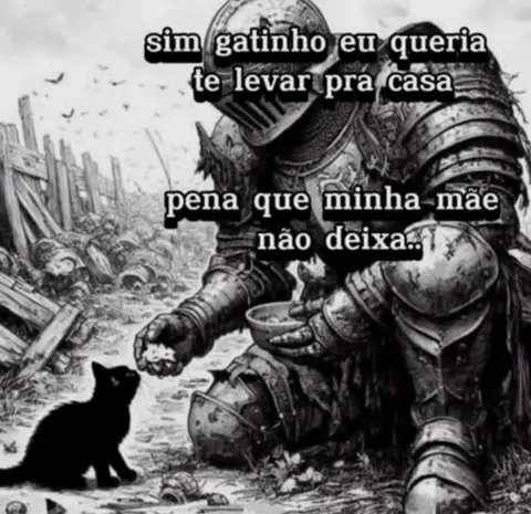 Cavaleiro quer levar gatinho para casa