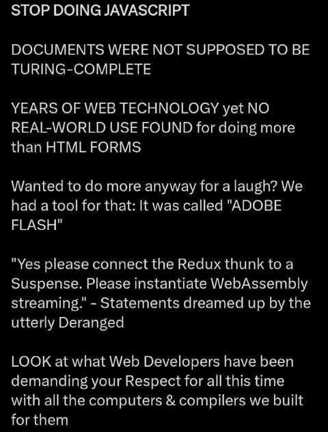 Stop Doing JavaScript Rant