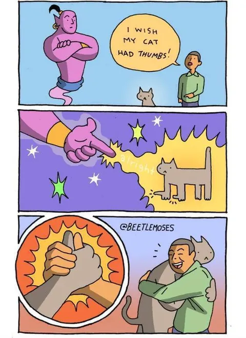 Genie Gives Cat Thumbs