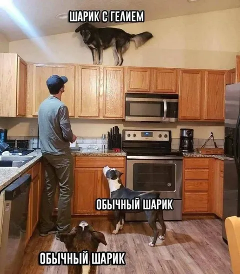 Шарик с гелием и обычные шарики