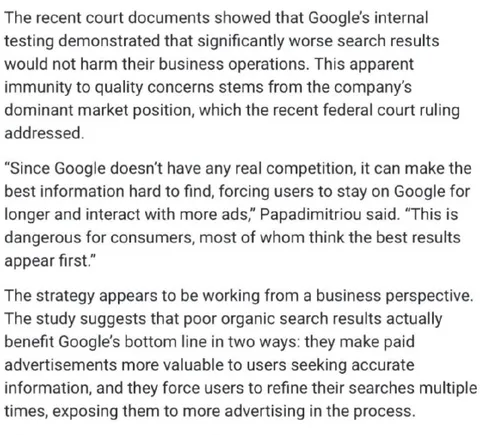 Google Makes Search Results Worse