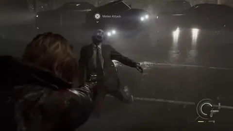 Leon Melee Attacks a Zombie