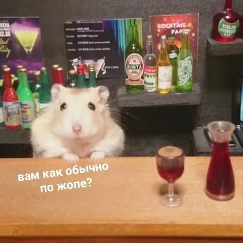 Хомяк-бармен по жопе