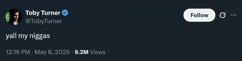Toby Turner Y'all My Niggas