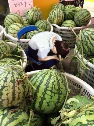 Человек среди арбузов