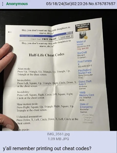 Remember Printing Cheat Codes