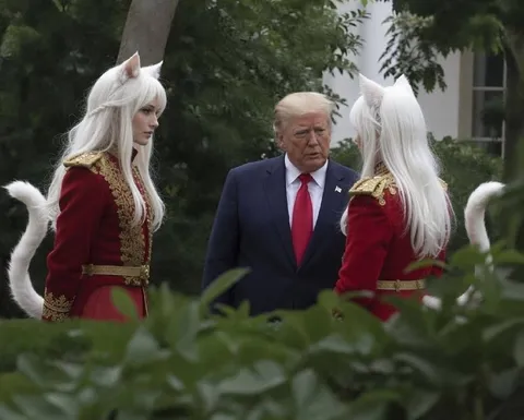 Трамп среди кошкодевушек
